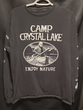 Friday The 13th LONG SLEEVE TEE Mens Size LARGE  Camp Crystal Lake Enjoy Nature